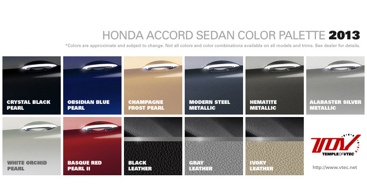 2018 Honda Accord Color Chart