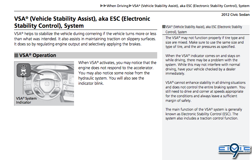 Vehicle Stability AssistTM (VSA®), aka Electronic Stability